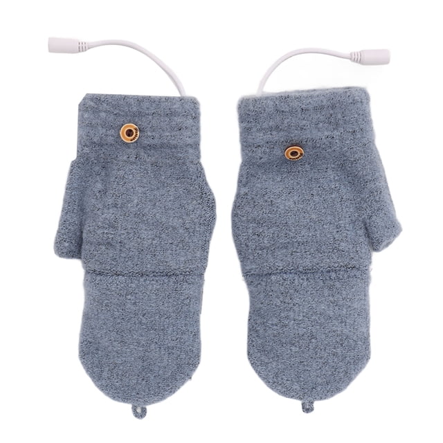 Guantes calentados por USB, medias manos eléctricas, calefacción de doble cara, guantes cálidos para ordenador portátil para exteriores, interiores, azul marino