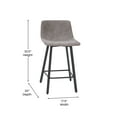 thumbnail image 5 of Emma + Oliver Set of Two 24" Faux Leather Upholstered Low Back Counter Stools with Matte Black Iron Frames with Footrests and Plastic Floor Glides in Gray, 5 of 12
