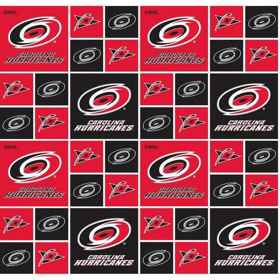Carolina Hurricanes Fine Cotton Fabric Classic Geometric Design-Sold By The Yard