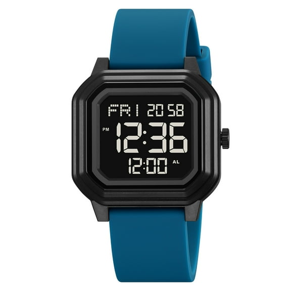 Men Digital Sports Watch Ultra-Thin Large Face Waterproof Wrist Watches for Men with Stopwatch Countdown Timer Alarm Function Dual Time LED Back Light