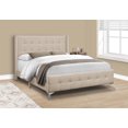 thumbnail image 1 of Monarch Specialties Bed, Queen Size, Platform, Bedroom, Frame, Upholstered, Linen Look, Metal Legs, Beige, Chrome, Transitional, 1 of 8