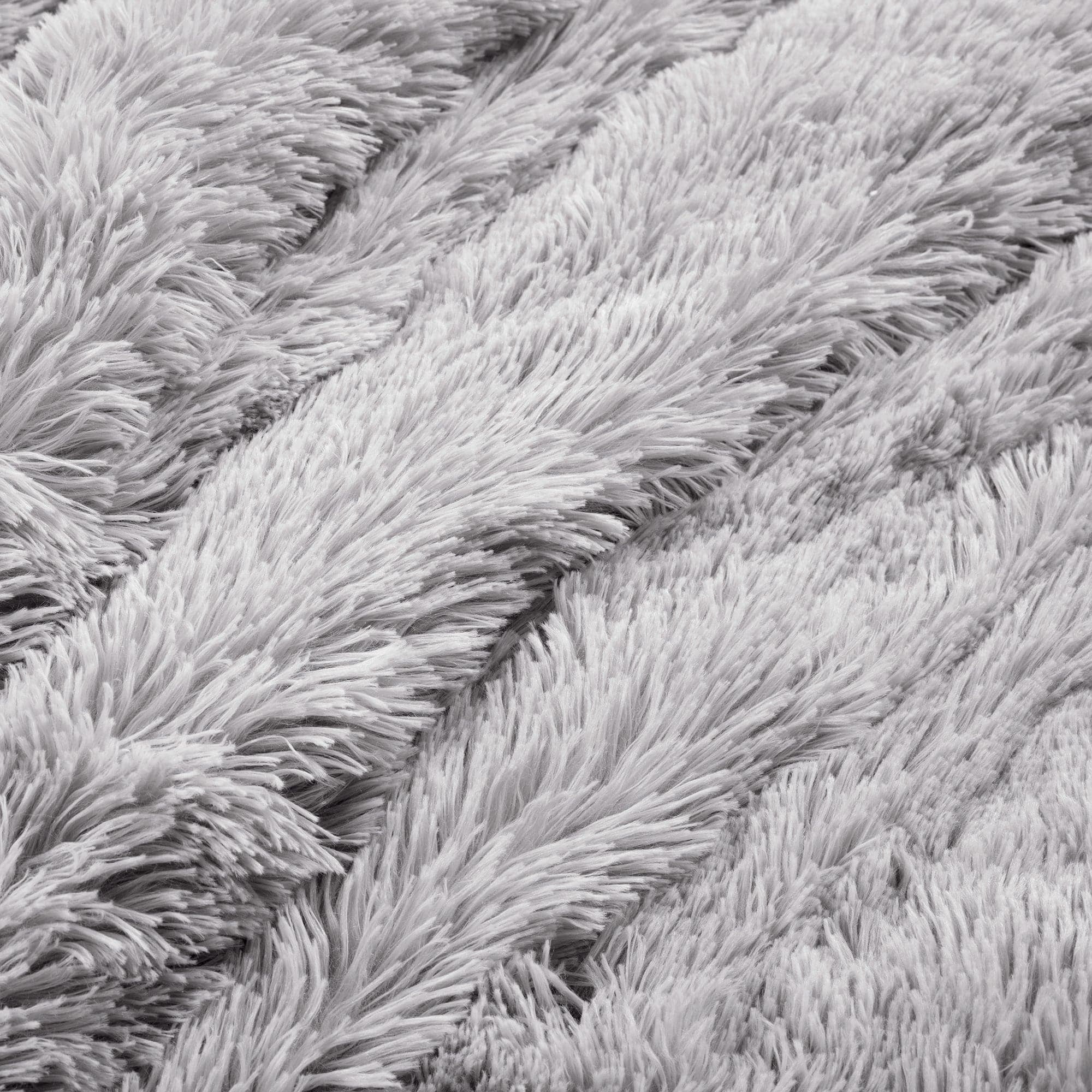 Lush Decor Emma Faux Fur Duvet Cover - Light Gray - Full/Queen