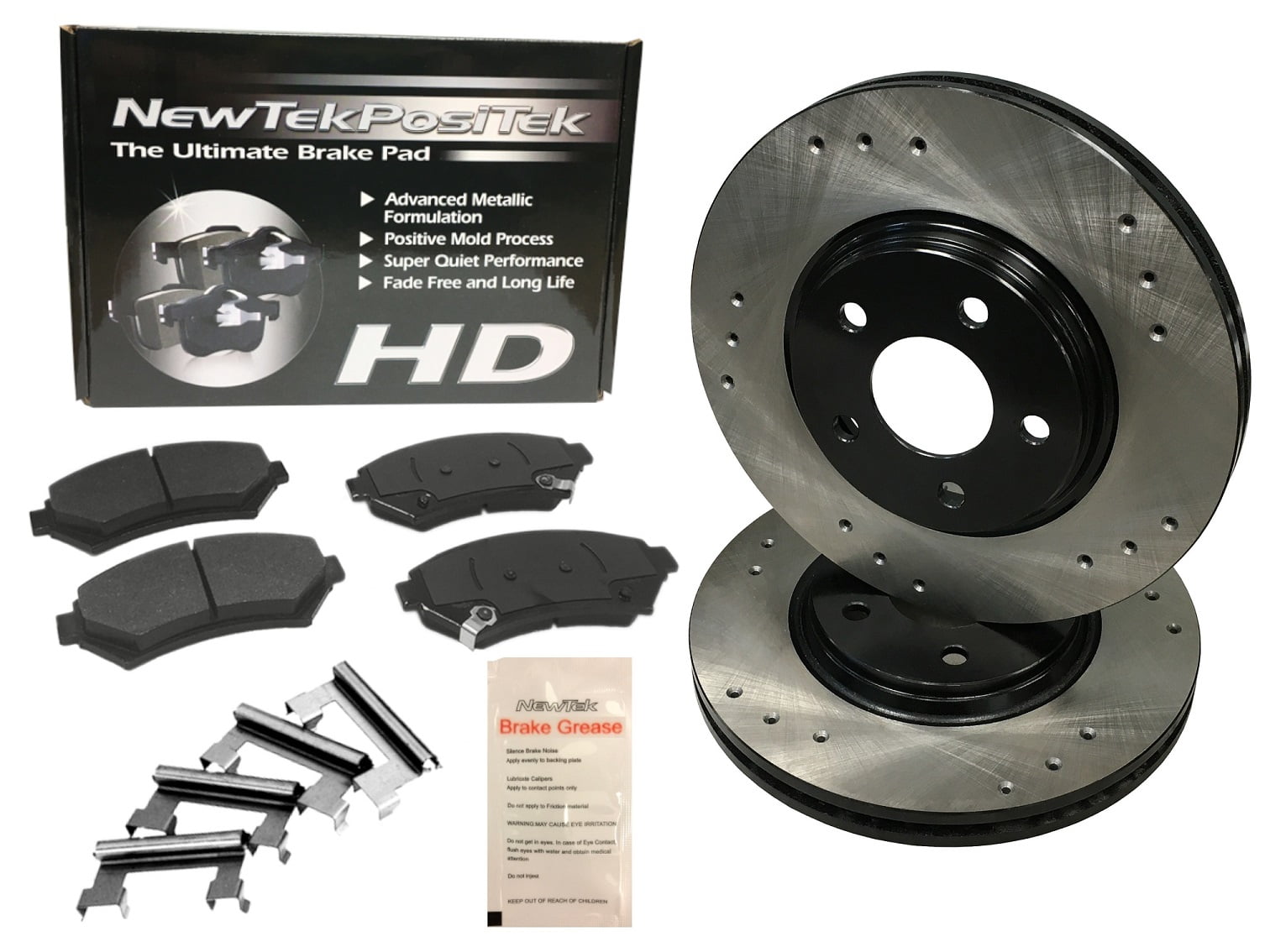 BK1399-3D Front Premium E-Coat Drilled Rotors and Ultimate HD Disc