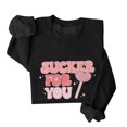 thumbnail image 1 of WEAIXIMIUNG Robe Chandail en Molleton pour Femmes Chandails en Molleton de la Saint-Valentin pour Femmes Pull Graphique à Lettres en Cœur Col Rond Manches Longues d'Hiver, 1 of 4