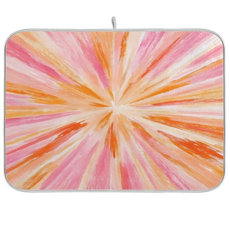 

joogoo Orange Tie-dye Pattern Dish Drying Mat Kitchen Counter Absorbent Drying Pad 18x24 in Drainer Rack