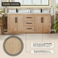 thumbnail image 6 of Floral 72" Wood Vanity in Light Brown Calacatta White Quartz Top no Mirror, 6 of 13