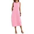 thumbnail image 2 of Summer Dresses for Women Casual Maxi Dress Vacation Long Sundresses Plaid Striped with Pockets Pink Checkered S, 2 of 9