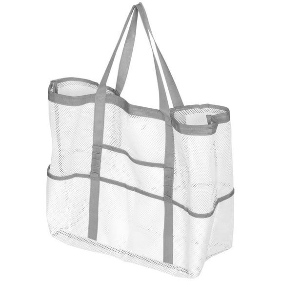LEORX 1Pack Beach Purse Mesh Design Nylon White for Storage and Pool Use