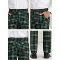 thumbnail image 6 of Unique Bargains Men's Plaid Slacks Regular Fit Flat Front Work Prom Checked Pants 30 Navy Green, 6 of 6