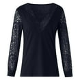 thumbnail image 5 of Leesechin Lace Mesh Tops Women Patchwork Long Sleeved V-neck Youth T Shirts in Clearance, 5 of 5