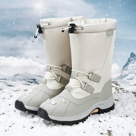 

Juebong Christmas Deals fleece thick winter cotton shoes waterproof snow cotton boots 8.5 White