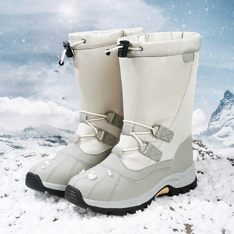 jsaierl Winter Snow Boots for Women Lace Up Flat Cute Plus Mid Calf Winter  Snow Non Slip Warm Boot