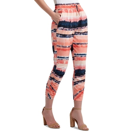 H Halston Ruched Jogger Pants Lava Blossom L