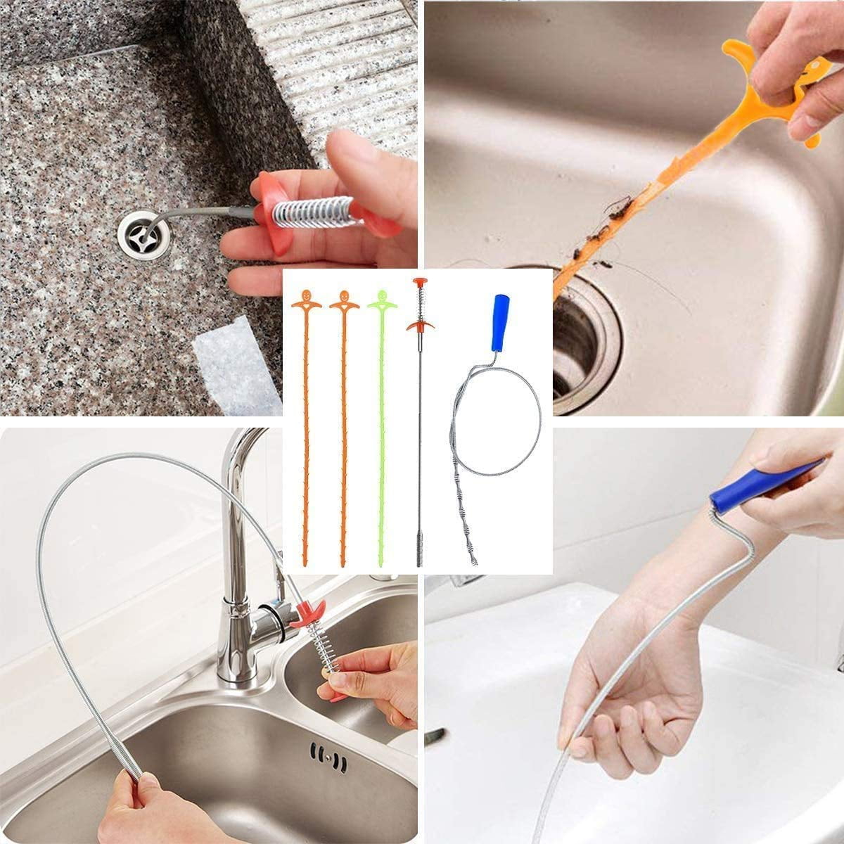 Drain Snake Tool Unblocker Sewer Pipe Clean Hook Kitchen Sink Water 