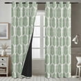 thumbnail image 4 of Vargottam Room Darkening Curtains - Green Flower Pattern, Set of 2 Panels, 52" x 108" - Grommet-Top Blackout Window/Door Drapes for Bedroom, Nursery & Living Room - Green, 4 of 9