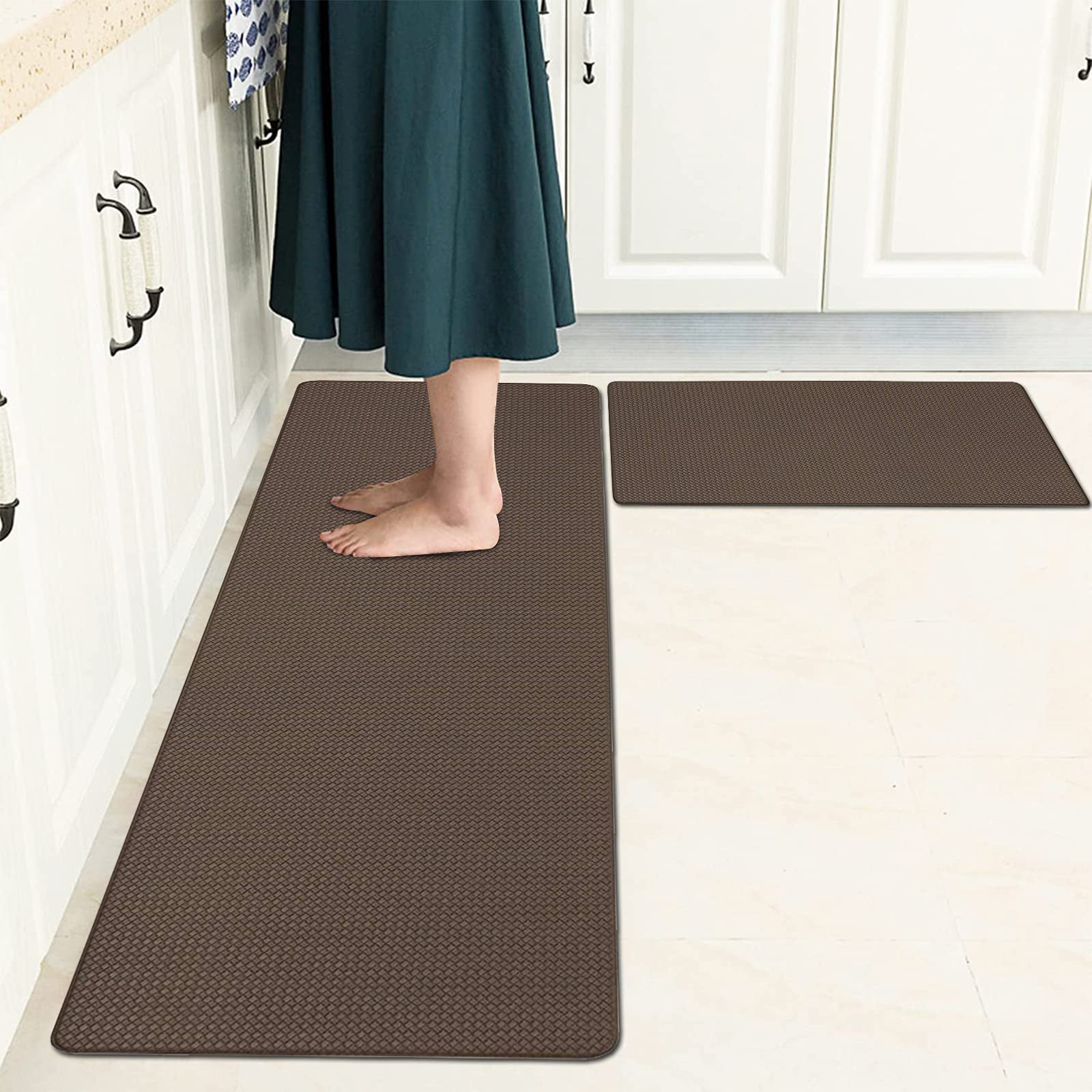 Pauwer Anti Fatigue Kitchen Rug Set 2 Piece Non Slip Cushioned Kitchen Floor Mat 