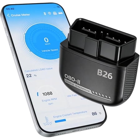 B26 OBD2 Scanner for iOS & Android - Subscription-Free Engine Code Reader, 2026 Upgraded Engine Diagnostic Tool, Reset Check Engine Light for Temporary & Pending Faults