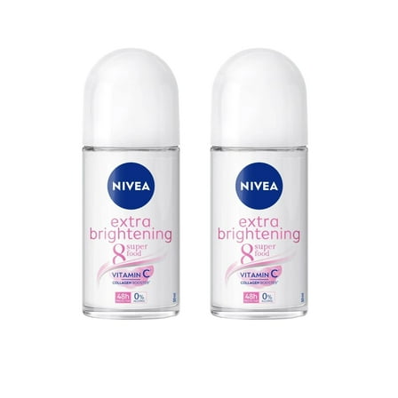 Nivea Extra Brightening 8 Super Food, Vitamin C Collagen Booster Underarm Roll on Deodorant, Size 50 ml, 1.69 Oz (Pack Of 2)