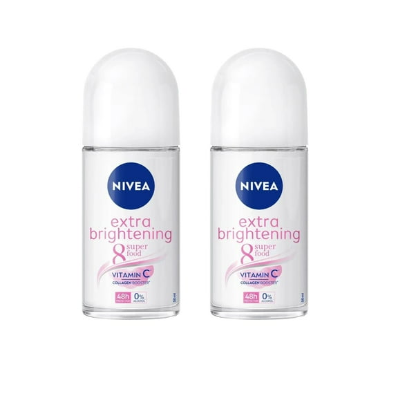 Nivea Extra Brightening 8 Super Food, Vitamin C Collagen Booster Underarm Roll on Deodorant, Size 50 ml, 1.69 Oz (Pack Of 2)