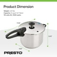 thumbnail image 4 of Presto 6 Quart Stainless Steel Pressure Cooker, Dishwasher Safe, Tri Clad Base, 4 of 9