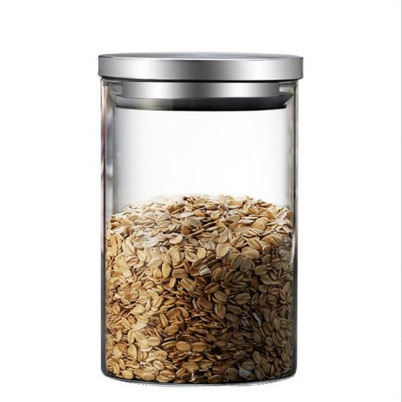 1PCS Glass Canister (Coffee Sugar Cream) 350 ML with Silver Metallic Screw Type Lid