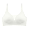 thumbnail image 3 of Telankuip Jelly Bras for Womens Mesh Lace Splicing V-Neck Wireless Comfortable Seamless Push up Bralette Full Coverage No Underwire Everyday T-Shirt Bra Soft Smooth Underwear White M, 3 of 3