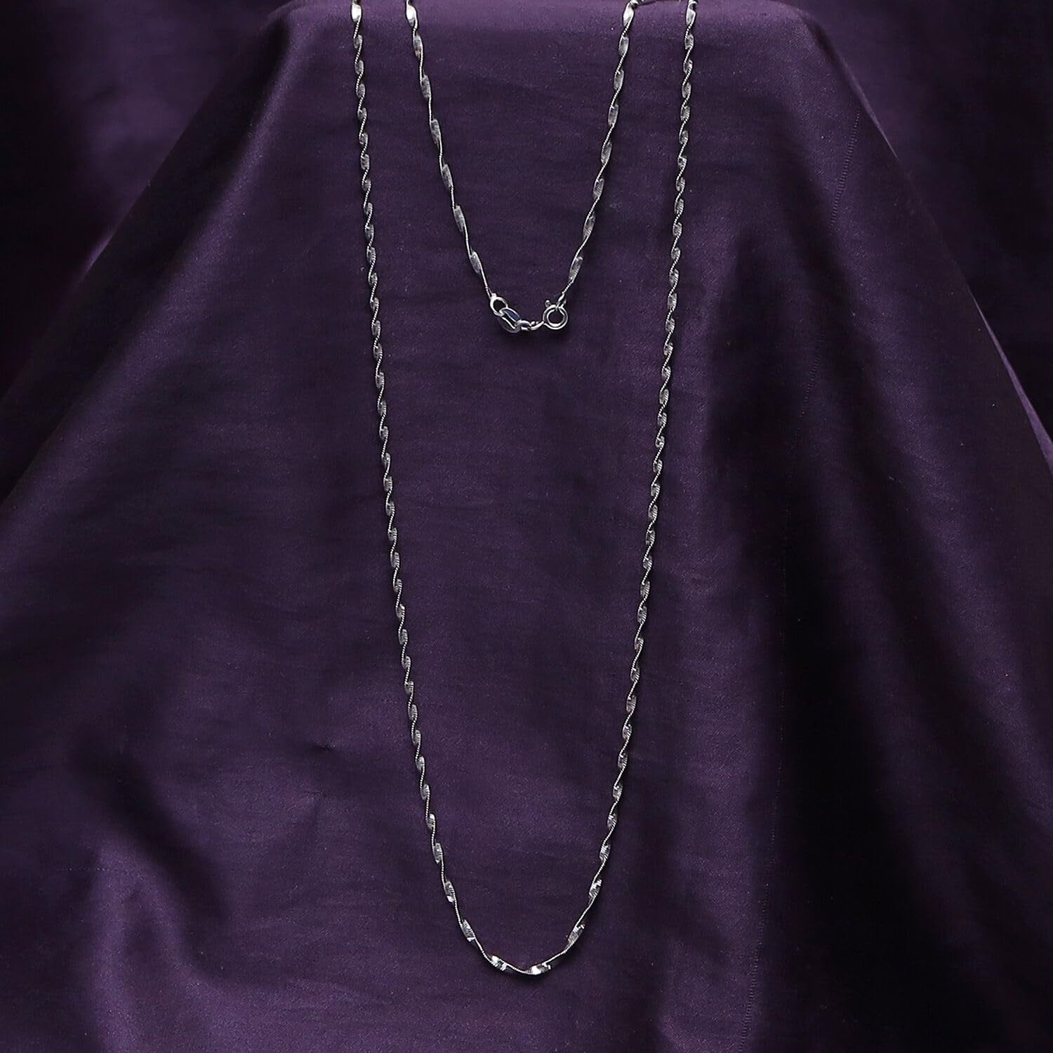 AFFY Twisted Herringbone Chain Necklace for Women and Men Italian Crafted 1.75mm Flexible Chain 24 Inch 14K White Gold Over 925 Sterling Silver with Spring Ring Clasp