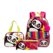 LVYH Kids School Backpack 3pcs Clear PVC Bookbag with Lunch Bag Pen Case,Transparent Travel Schoolbag for Girls Boys,Red Panda