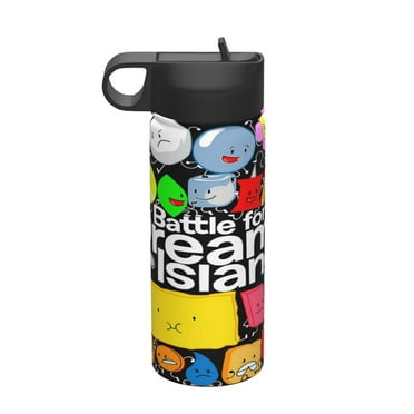 Game BFDI Battle For Dream Island Insulated Stainless Steel Wide Mouth Water Bottle with Flex Straw Lid for kids Sports School and Travel 18oz Cute Thermos Reusable Leak Proof
