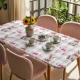 thumbnail image 3 of Easter Table Cloths for 4 Foot Rectangle Tables, Spring Pink Bow Rabbit Grey White Gingham Plaid Patio Waterproof Elastic Fitted Tablecloths, Washable Rectangular Table Cover for Camping, 3 of 8
