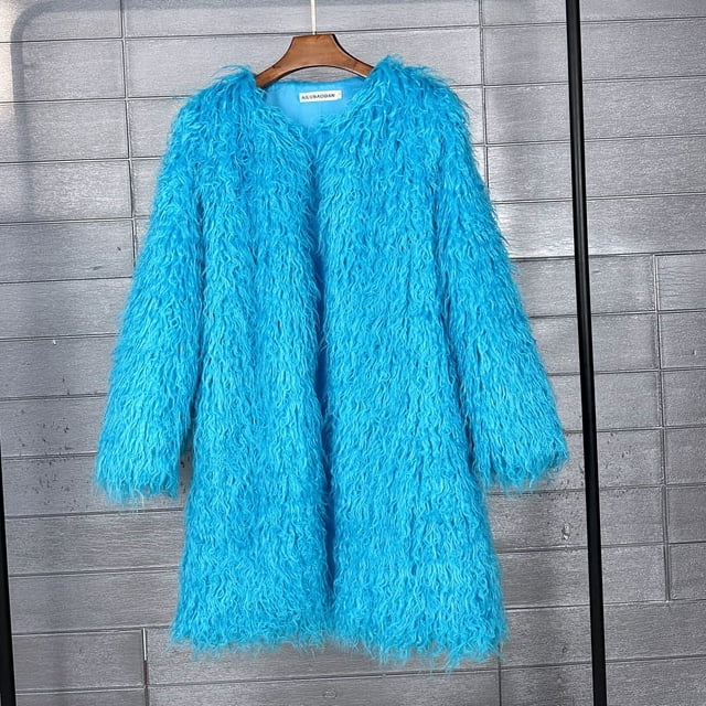 DEELLEEO NEWCE and American Fur Imitation Fur Beach Wool Lamb Wool Lengthened Fur Coat Personalized Coat