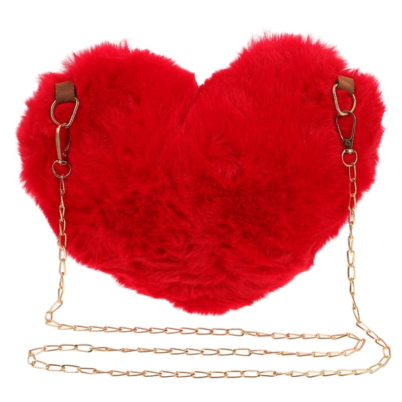 Topbathy 1Pc Womens Chic Heart Bag with Chain Stylish Red Shoulder Bag for Party and Travel