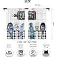 thumbnail image 2 of Blue Rustic Kitchen Curtains Small Short Farmhouse Fork and Spoon Buffalo Plaid Vintage Wood Rod Pocket Funny Quotes Black White Bedroom Living Room Treatment Fabric 2 Panels 27.5Wx39H Inch, 2 of 4
