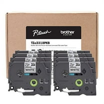 Brother TZE231 Standard Adhesive Laminated Labeling Tape, 0.47" x 26.2 ft, Black on White-8 Pack