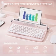 Wireless Typewriter Keyboard, Bluetooth, Retro Design, Stand for Tablet, Phone, PC