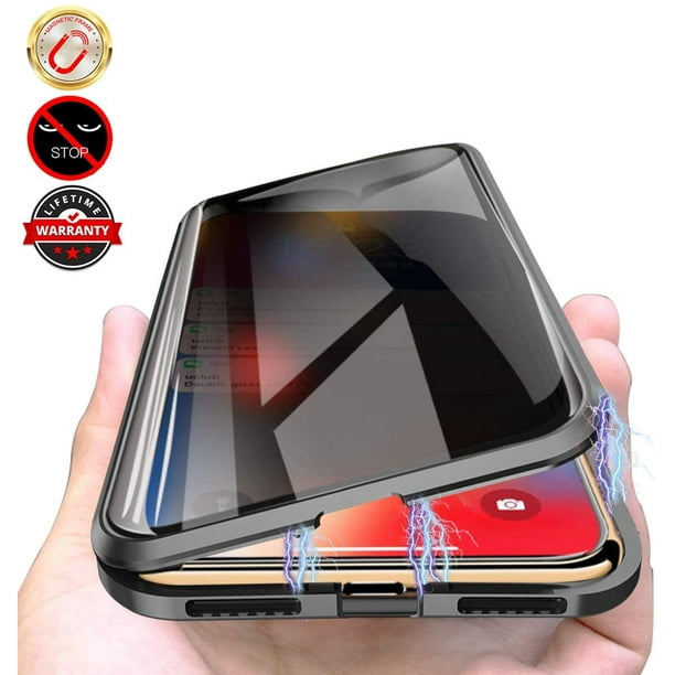 Privacy Magnetic Case for iPhone 11, Anti Peeping Clear Double Sided  Tempered Glass [Magnet Absorption Metal Bumper Frame] Thin 360 Full  Protective Phone Case for iPhone 11 6.1'' Black 