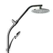 Shower Rail Kit 6-Spray Round High Pressure Handheld with Rain Showerhead, Slide Rail, Drill-free Installation in Chrome
