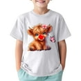 thumbnail image 3 of Toddler Girls T-Shirts Summer Cartoon Cow Printing Round Neck Short Sleeve Multicolor Tee Children Girls Comfort Style Athleisure Playtime And Outdoor T-Shirts，10 -12 Years, 3 of 4