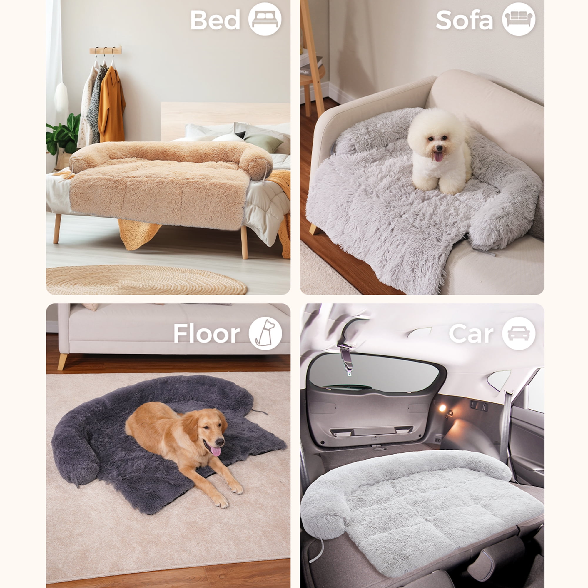 Kadyn 45" Plush Long Fur Dog Couch Bed, Dog Bed Mats with Anti-Slip Bottom, Washable Removable Couch Cover, Perfect for Medium and Large Dogs Cats, Gray Kadyn 45" Plush Long Fur Dog Couch Bed, Dog Bed Mats with Anti-Slip Bottom, Washable Removable Couch Cover, Perfect for Medium and Large Dogs Cats, Gray