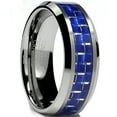 thumbnail image 1 of Women's 8MM Flat Top Tungsten Carbide Ring Wedding Blue Carbon Fiber Inlay, 1 of 5