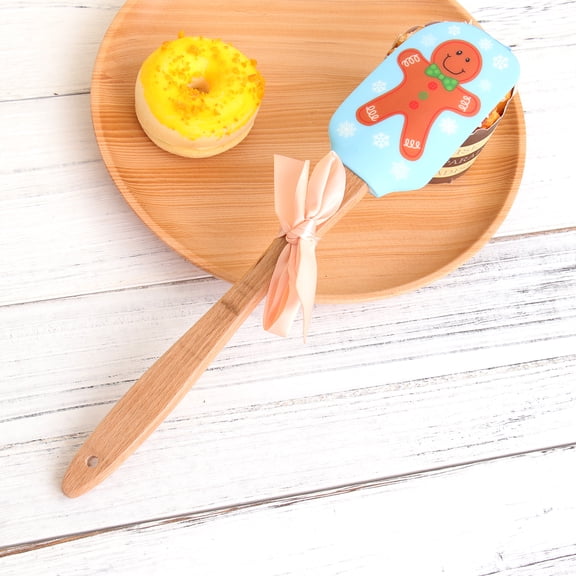 SOPOTUTU Christmas Printed Spatula Mixing Scraping Tool Khaki 1Pack 12.2x2.4x0.6in