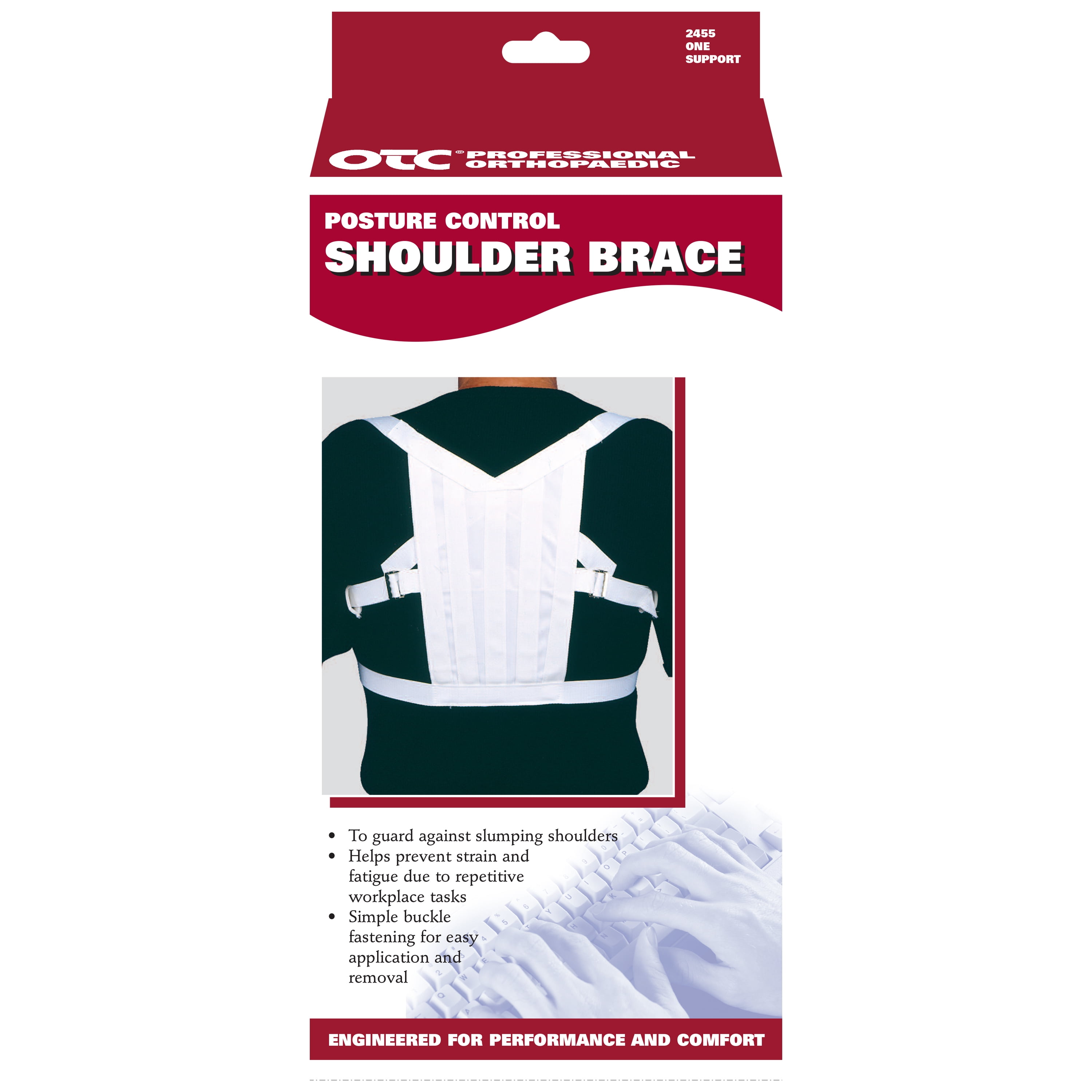 OTC Posture Control Shoulder Brace, White, Large