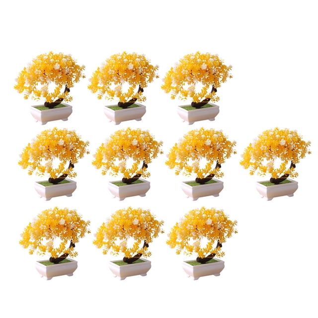 10 piezas de plantas artificiales, flores, bonsáis, decoración de mesa, multiusos, PP Amarillo 19x19cm