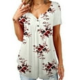thumbnail image 1 of Blouses d'Été Florales Col en V Amples Tunique T-Shirts, 1 of 2