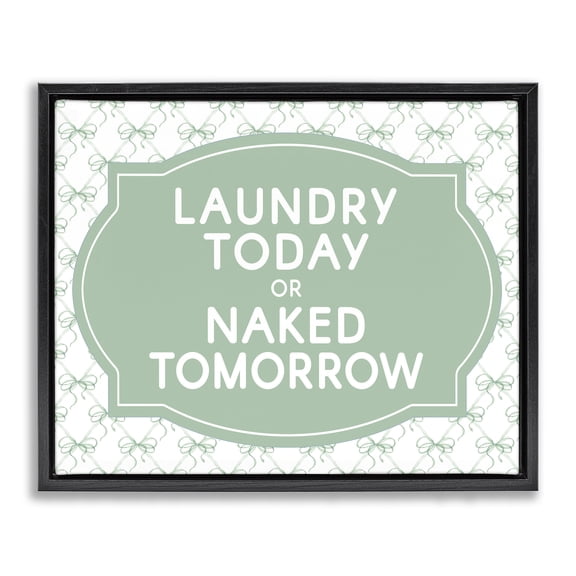 Stupell Industries Laundry Today Humor Vintage Black Framed Floater Canvas Wall Art design by Lettered and Lined, 17 x 21
