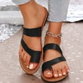 thumbnail image 3 of THDHVS Wide Sandals for Women,Sandals Women,Women's Fashionable and Casual Summer Style Outer Wear Flat Hollow Solid Color Soft Bottom Sandals Black 5.5, 3 of 5