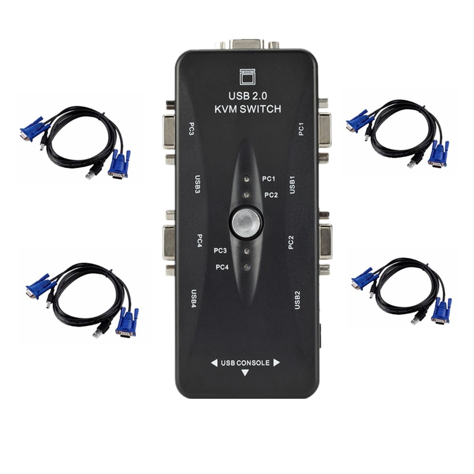 4 Port Kvm Switch USB 2.0 VGA Splitter Printer Mouse Keyboard Pendrive Share Switcher 1920*1440 VGA Switch Box Adapter