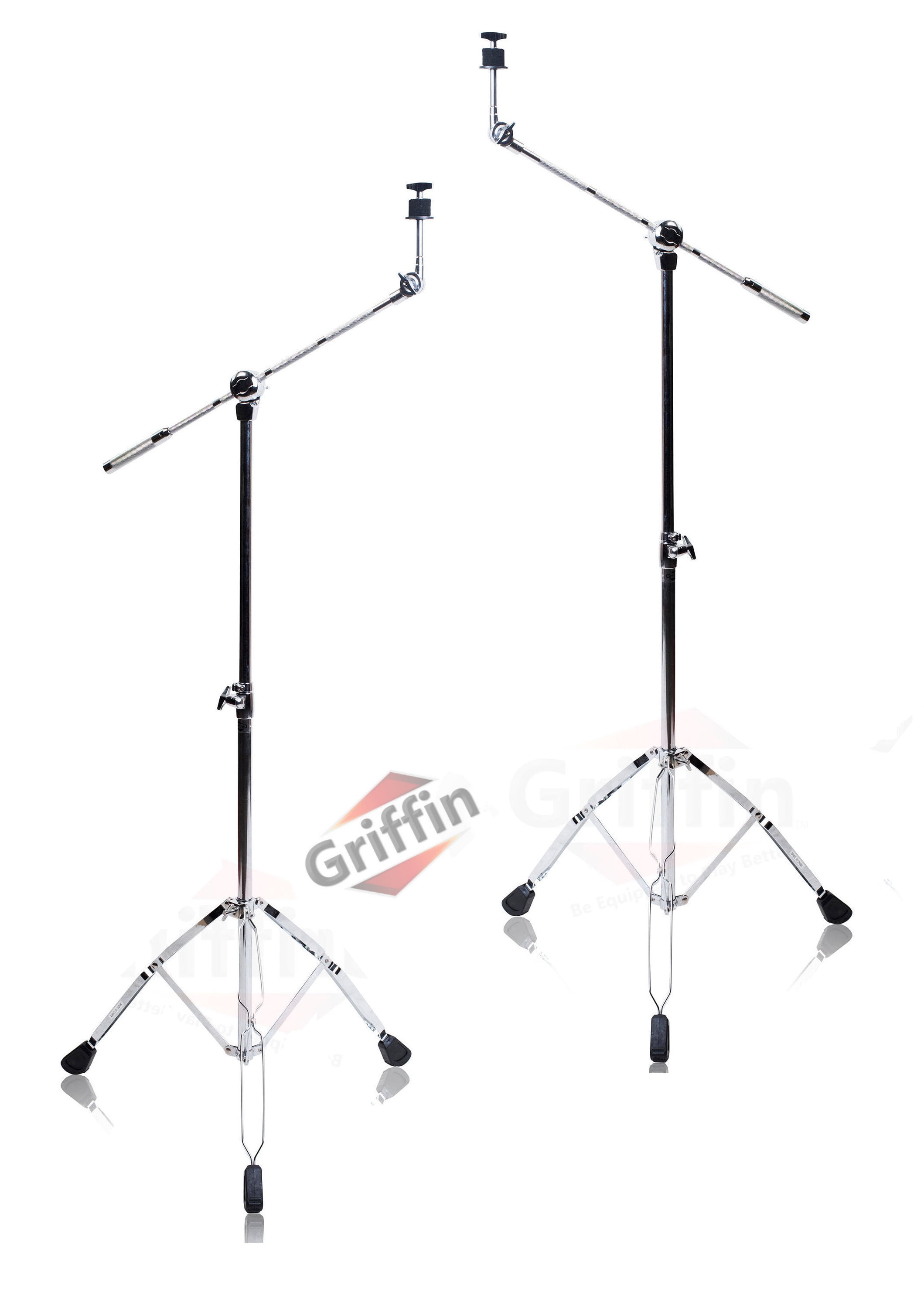 Cymbal Stand With Boom Arm by GRIFFIN (Pack of 2) Drum Percussion Gear Hardware Set with Double Braced Legs Counterweight Adapter for Mounting Heavy ...