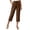 Brown, variant on Womens Pants Elastic Waist Casual Work Wide-Leg Cropped Travel Hiking Walking with Pockets Pant Light Blue L