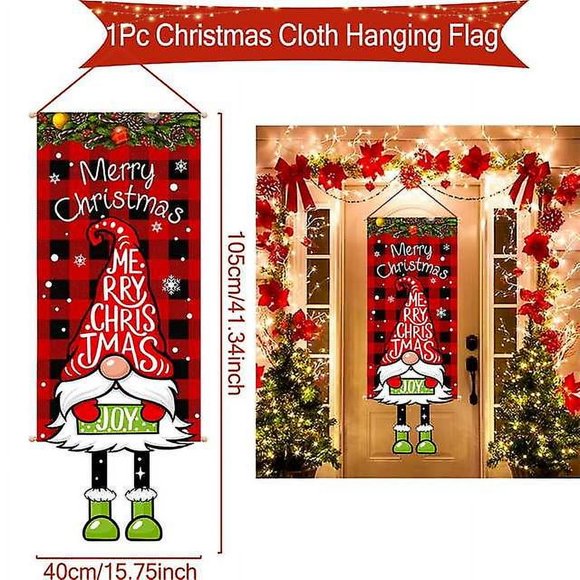 Christmas Hanging Flag Porch Door Banner Christmas Decorations For Home 2023 Ornaments Xmas Gifts Navidad New Year Decor 2024